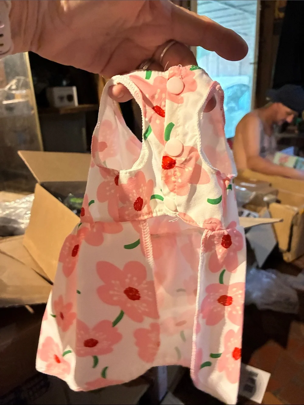 Pink Floral dog Bow Sundress